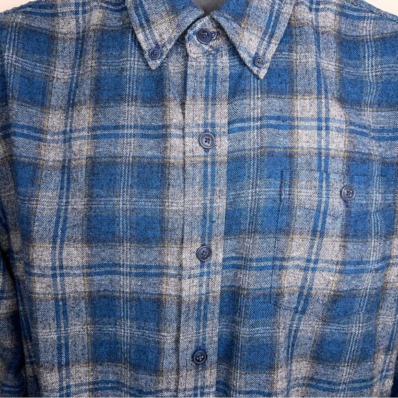 Medium Weatherproof Mens Blue Flannel Button Up Long Sleeve Cotton Blend - Picture 5 of 16